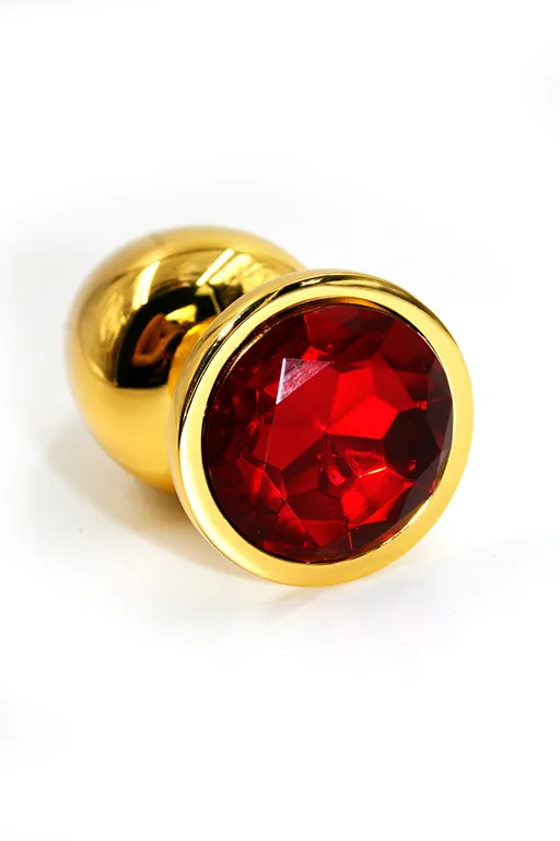 Анальная втулка Kanikule Plugs, металл, размер S, Ø 2,8 см, золотистый/красный