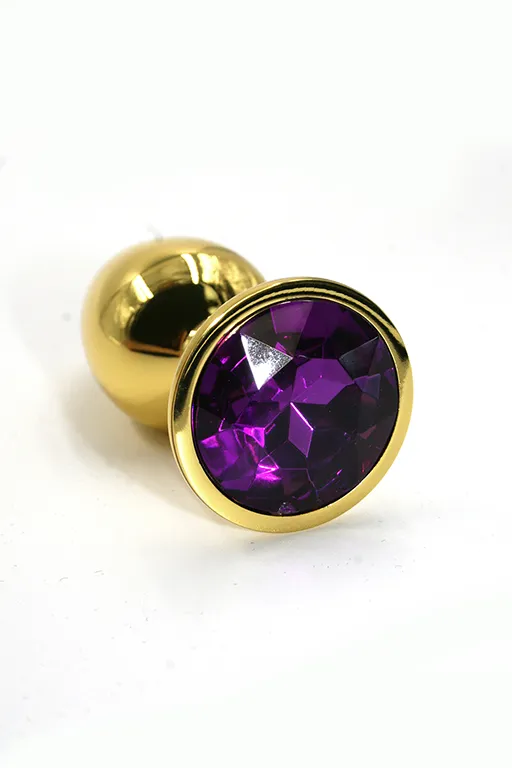 Анальная втулка Kanikule Plugs, металл, размер S, Ø2,8 см, золотистый/фиолетовый