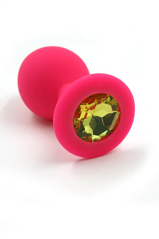 Анальная втулка Kanikule Plugs, силикон, размер M, Ø3,5 см, розовый/желтый