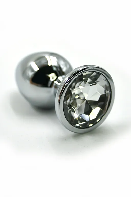 Анальная втулка Kanikule Plugs, металл, размер L, Ø 4 см, серебристый/прозрачный
