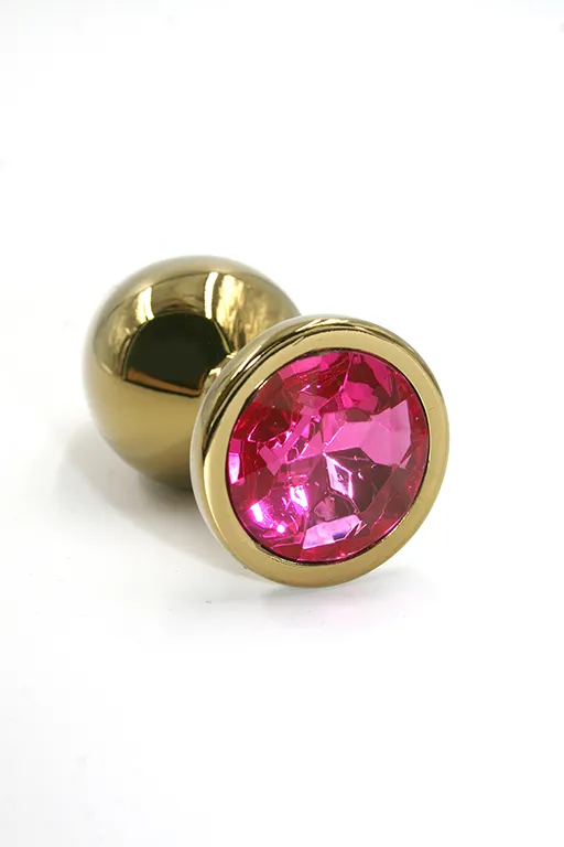 Анальная втулка Kanikule Plugs, металл, размер S, Ø 2,8 см, золотистая/розовый