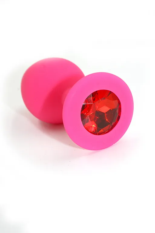 Анальная втулка Kanikule Plugs, силикон, размер M, Ø 3,5 см, розовый/красный
