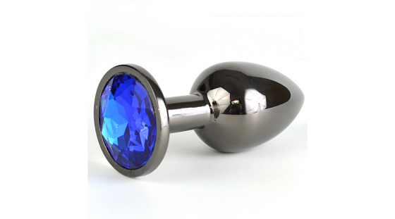 Анальная втулка Sitabella, металл, размер S, Ø 2,8 см, темный никель/синий