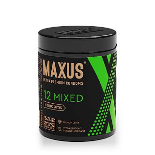 Презервативы MAXUS Mixed №12 с железным кейсом, набор, X-Edition, 12 шт