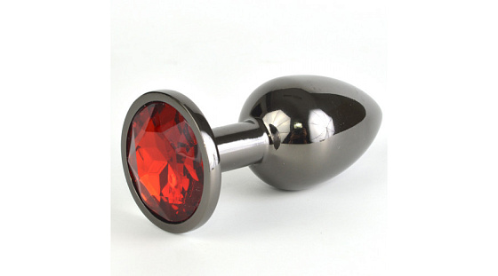 Анальная втулка Sitabella, металл, размер S, Ø 2,8 см, темный никель/красный