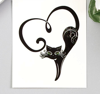 Татуировка на тело "Черная кошка" 5,3х6,3 см МИКС