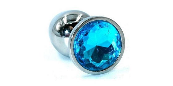 Анальная втулка Sitabella, металл, размер S, Ø 2,8 см, серебристый/синий