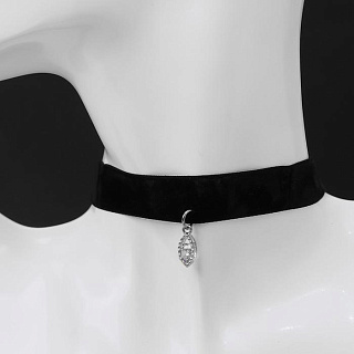 Чокер "Стразинка" с подвеской, цвет бело-чёрный ,L=32см