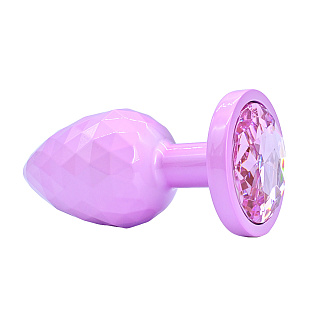 Алюминиевая текстурная анальная втулка размер M, Ø 3,5 см, розовая/розовый