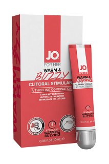 Клиторальный гель с контрастом температур и вибрацией JO WARM & BUZZY, на водной основе, 10 мл