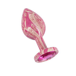 Анальная пробка из алюминия с ярко розовым кристаллом, размер S, ⌀ 2,8 см