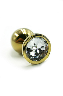 Анальная втулка Kanikule Plugs, металл, размер S, Ø2,8 см, золотистый/прозрачный