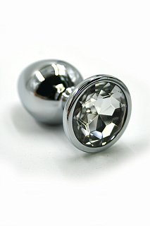 Анальная втулка Kanikule Plugs, металл, размер L, Ø 4 см, серебристый/прозрачный