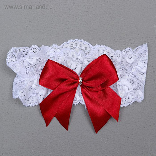 Подвязка для невесты "Кармен", бело-красная