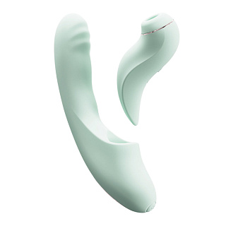 Вибратор с возвратно-поступательными движениями и вакуумом BeYourLover Fatima, мятный