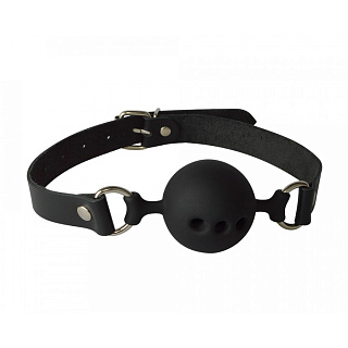 Кляп-шар силиконовый, с отверстиями, черный