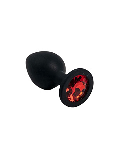 Втулка анальная Pluganale Piccolo силиконовая, черная/красная, размер S, ⌀ 2,7 см