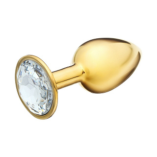 Анальная втулка, алюминий, размер S, Ø 2,7 см, золото/прозрачный