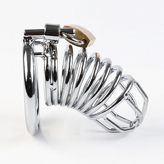 Пояс верности "Клетка целомудрия 3", кольца Ø 4;4,5;5 см, замок, ключ, металл