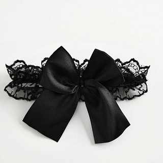 Подвязка кружевная "Полночь", черная с бантом