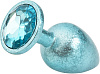 Алюминиевая анальная втулка с кристаллом S, Ø 2,8 см, голубая/голубой