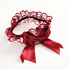 Подвязка кружевная Кабаре, бордовая с бантом