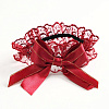 Подвязка кружевная Кабаре, бордовая с бантом