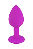 Анальная втулка, силикон, S Ø 2,8 см, фиолетовый-прозрачный